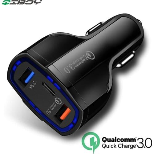 Car Charger QC 3.0 Quick Charge USB Charger Type C Mobile Phone 2 Port Smart Universal Charger Adapter for Samsung Xiaomi iphone