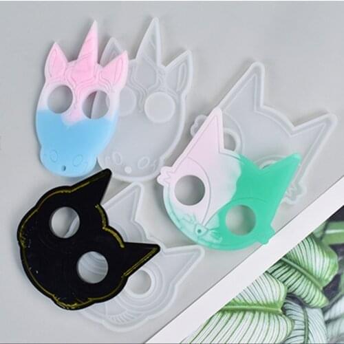 1 Pc Super Glossy Self-defense Cat Keychain Crystal Epoxy Resin Mold Pendant Silicone DIY Crafts Jewelry Necklace Making Tool