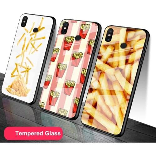 French fries burger Tempered Glass Phone Case For Redmi Note 5 6 7 8 9 Pro Note8T Note9S Redmi8 9 Cover Shell