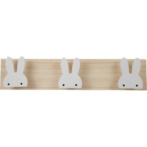 Decorative Wooden Hooks White Bunny Swan Natural Wood Hooks For Baby Bory Girl Kids Nursery Room Storage Decoration MJ1106
