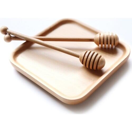 Wooden Honey Stick Tea Honey Dipper Stirring Spoon Long Handle Coffee Juice Honey Server Mixing Spoons Kitchen Party Supplier