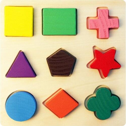 Geometric Shape and Color Matching Toys Wooden 3D Puzzles Baby Montessori Early Educational Learning Toy for Children Kids