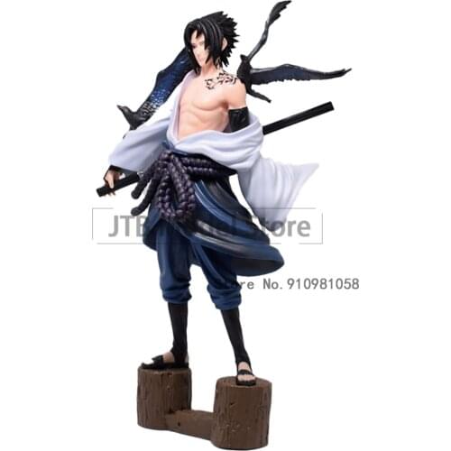 Naruto Shippuden Anime Figure Action GK Curse Seal Uchiha Sasuke Figma 27cm ABS Statue Crow Model Ornament Toys For Children