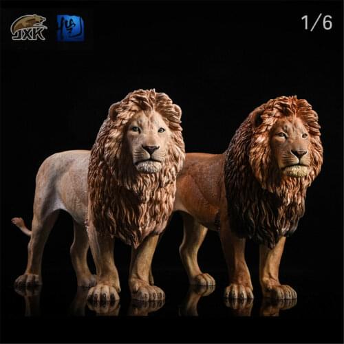 JXK 1/6 Lion Figure Panthera leo King Simulation Wild Animal Model Collector GK Toy Ornaments Decoration Education Model Gifts