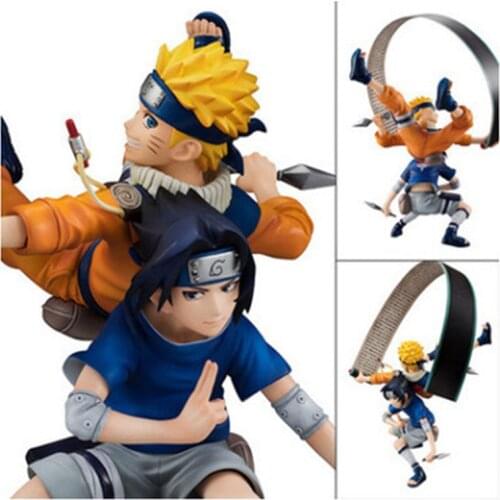 19CM 2 character Anime Figure Uzumaki Uchiha Sasuke PVC Action figurine Collection Doll Model Toy Gifts