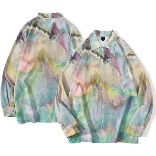 Tie Dye Shirts Men Casual Oversized Short Sleeve Mens Shirt Print Colorful Holiday Streetwear Fashion Party Daily Chemise Homme