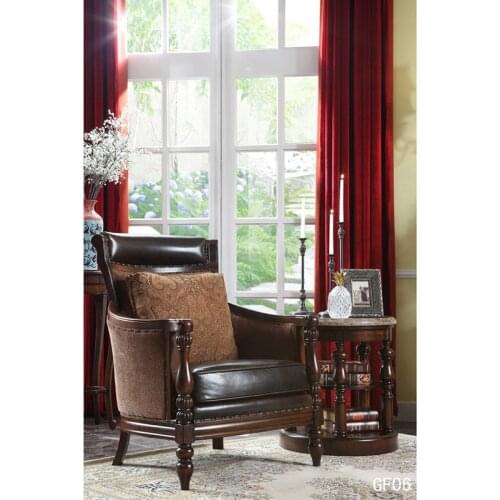 Real leather recliner lazy boy chair sofa chaise inclinable en bois GF06