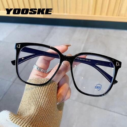 YOOSKE Anti Blue Light Computer Glasses Women Men Clear Round Eyeglasses Frames Gaming Optical Frame Black Spectacle