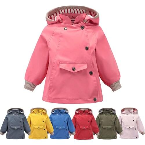 2021 Spring Children Jackets Boys Girl Outdoor Windproof Waterproof Outerwear Fashion Oblique Zipper Pure color Pink Gray Coat