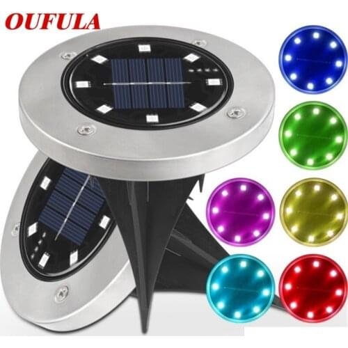 OUFULA Solar Underground Lights Outdoor Stainless Steel Waterproof 8LED Garden Lawn Light Decorative For Garden Villa Landscape