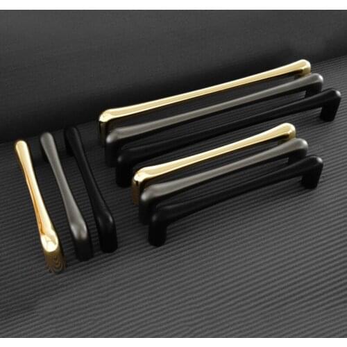 96/128/192mm Golden Wardrobe Drawer Knob Grey Furniture Shoe Cabinet Door Handle Modern Black Home Decoration Hardware Handle