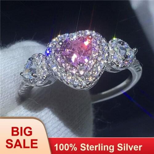 Heart Shape Promise ring 100% Real Soild Silver color Jewelry AAAAA Zircon cz Engagement wedding band rings for women men