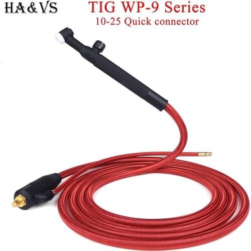 WP9 WP 9F 9FV TIG Welding Torch Quick Connector Gas-Electric Integrated Red Hose Cable Wires 4M 10-25 Euro Connector 13Ft