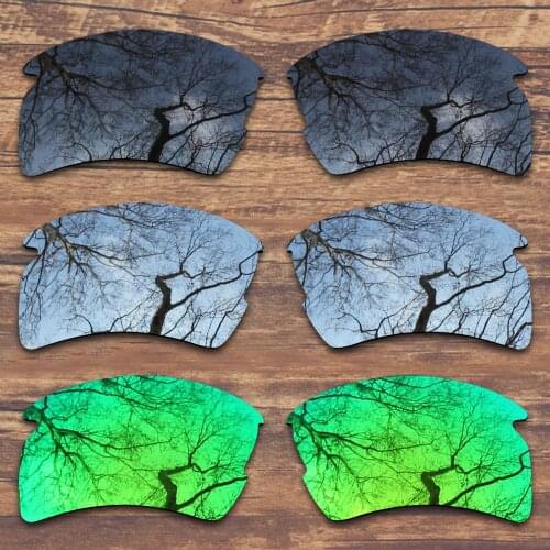 ToughAsNails 3 Pairs Black.Silver.Green Polarized Replacement Lenses for Oakley Flak 2.0 XL OO9188 Sunglasses