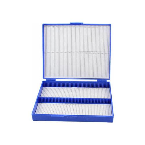 Royal Blue Plastic Rectangle Shape Hold 100 Microslide Slide Microscope Box