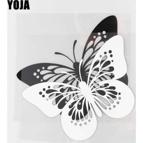 YOJA 18.4×17.1CM Butterfly Cartoon Vinyl Animals Decal Car Sticker Fashion Decal Black/Silver 19C-0060