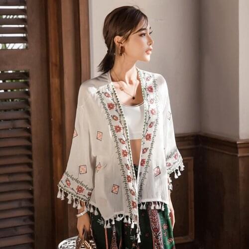 Summer tops for women 2018 beach fashion hippie boho blouse shirt chic bohemian clothing tunics female ladies tops FF1304 L