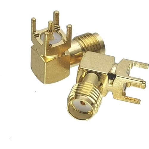 10pcs Connector SMA female Jack solder PCB mount right angle 5.08mm RF Coaxial Adapter