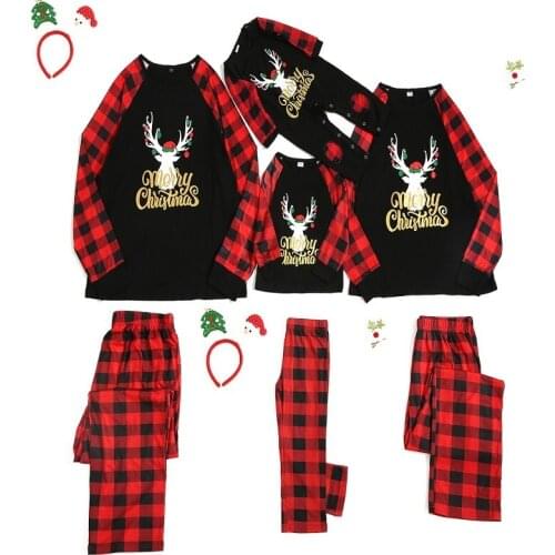 2021 Christmas Family Matching Pajamas Set Adults Kids Baby Pyjamas Xmas Pjs Reindeer Family Matching Outfit Family Sleepwear