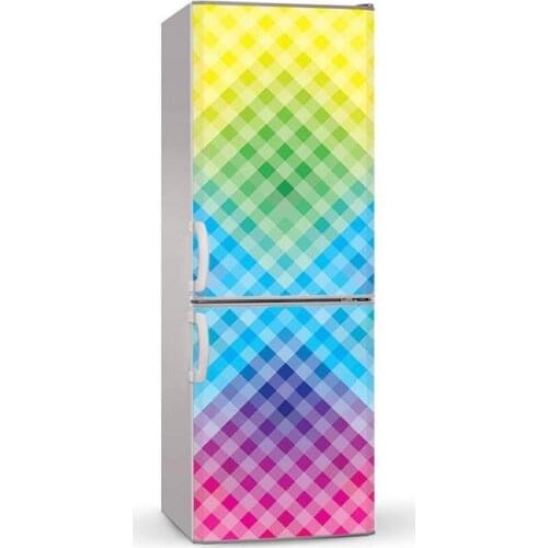 3D Colorful Square Pattern Refrigerator Freeze Sticker Kids Art Fridge Door Cover Wallpaper Kitchen Accessory
