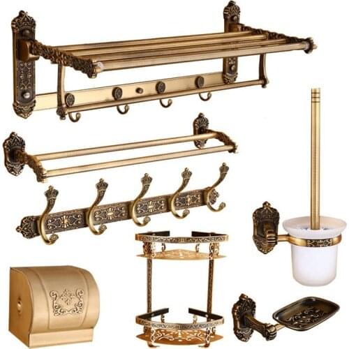 Bathroom Accessories Aliuminum Antique Finish Towel Ring Robe Hook Toilet Brush Holder Towel BarPaper Holder Bath Hardware Set