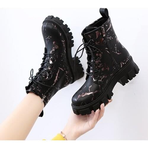 Boots for Womens 2021 Winter New Women Ankle Boots Fashion Print Wear-resistant Non-slip Women Platform Booties Botas De Mujer