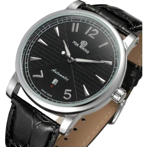 Forsining Fashion Business Series Calendar Display Concealed Design Clock Men Automatic Wrist Watch Top Brand Luxury Male Clock