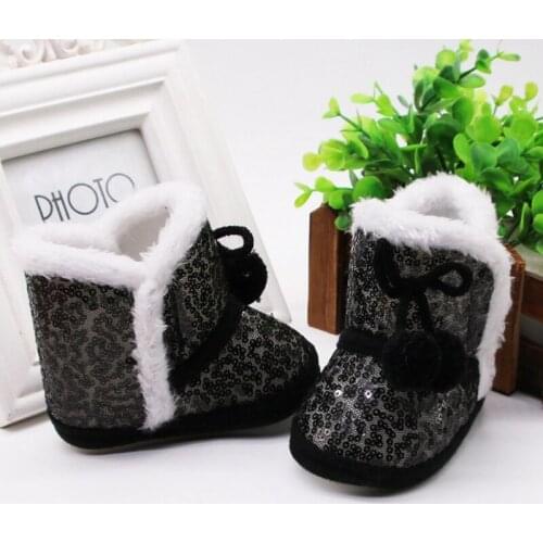 Baby Shoes Winter Baby Boy Girl Sequin Snow Boots With Plush Ball Infant Anti-slip Toddler Shoes12