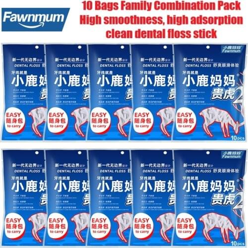 Fawnmum 10 bags Dental Floss Super Fine Dental Floss Stick Teeth Clean Toothpick Dental Special Oral Care Carry It Anytime HOT