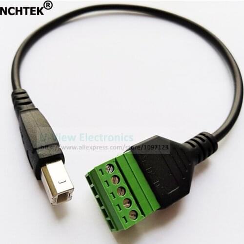 NCHTEK USB 2.0 B Male to 5Pin/Way Female Bolt Screw Shield Terminals Pluggable Type Adapter Cable/Free DHL Shipping/100PCS