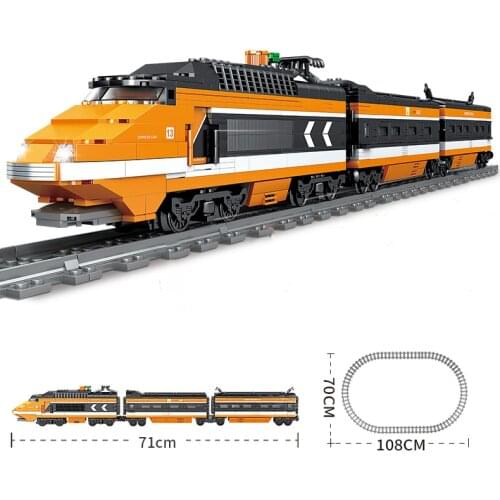 KAZI 98223 1260pcs Technic Battery Powered Electric Sky High-speed Train Horizon Express Building Block Toys For Children