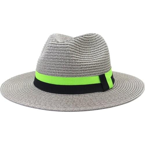 Summer hats solid khaki white black band classic women hat panamas wide brim outdoor straw dress formal men hats sombrero playa