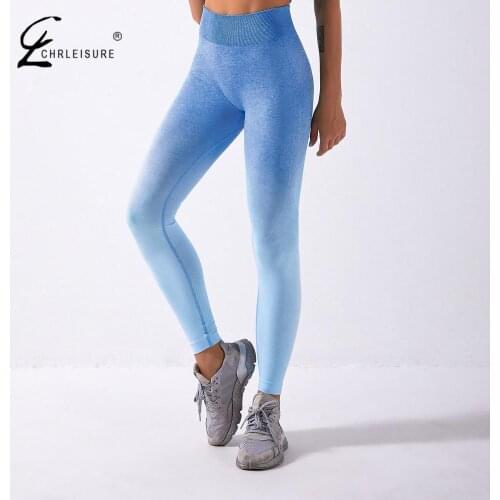 Fitness Bubble Butt Leggings Women Seamless Gradient Workout Leggins Mujer High Waist Ankle-Length Push Up Legging