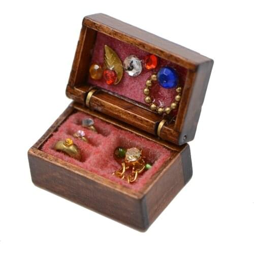 Mini Dollhouse Retro Luxury Makeup Case Mini Jewelry Box Chinese Style Doll House Decor