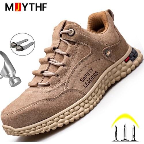Genuine Leather Work Safety Shoes Men Work Shoes Sneakers Men Steel Toe Shoes Boots Anti-puncture Anti-scalding Welder Shoes