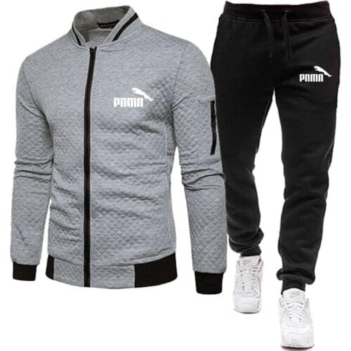 New Mens Sports Hoodie + pants 2-piece set Autumn Running Sportswear Zipper Sweatshirt Suit