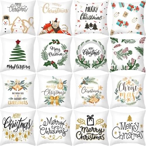 Christmas Decoration Pillow Case Xmas Tree Elk Print Polyester For Sofa Bedroom Throw Pillowecase Home Decoration
