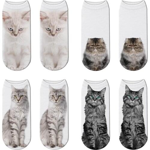 New Fashion 3D Printed Animal Cotton Socks For Women Casual Cute Cartoon Cat Unisex Winter Children Gift Sports Crew Men Socks