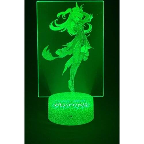 New Style 3D Night Light Laser Engraved Acrylic Upward Lighting Game Figurines from Genshin Impact Fischl Ningguang LED Lamp Dec