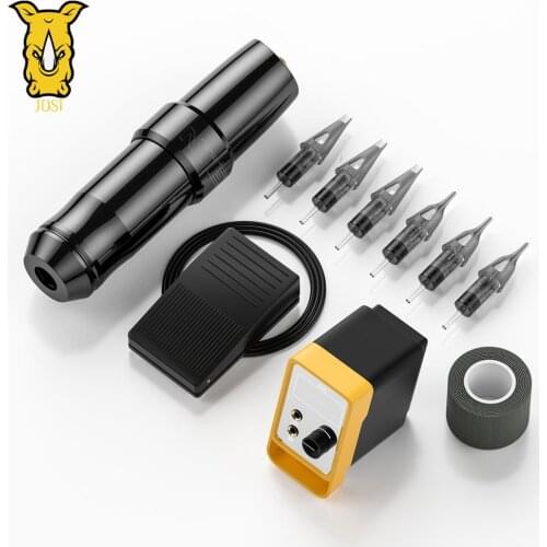 JOSI Complete Tattoo Kit LCD Power Supply Cartridge Needles Set Permanent Makeup Tattoo Machine Kits for Starter Tattoo Artists