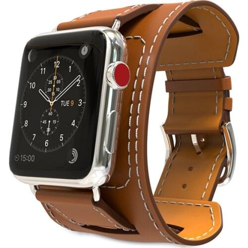 Genuine Leather Loop Strap for Apple Watch band 4 44/40mm Cuff Bracelet Replacement Wristband for iWatch series 3 2 1 42mm 38mm