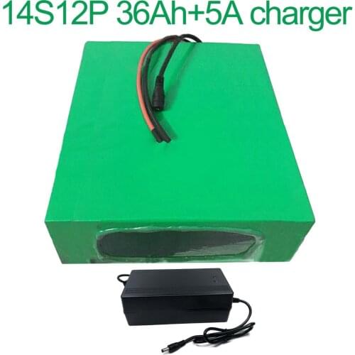 With 5A charger 52V 36Ah 14S12P 18650 Li-ion Battery electric two Three wheeled motorcycle bicycle 275*240*70mm