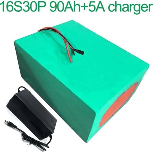 With 5A charger 60V 90Ah 16S30P 18650 Li-ion Battery electric two Three wheeled motorcycle bicycle ebike 310*335*170mm