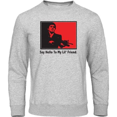 Say hello to my lil-friend Print Hoodies Scarface Hoodie Fleece Warm Mens Hip Hop Sweatshirt Men Streetwear Long Sleeve Pullover