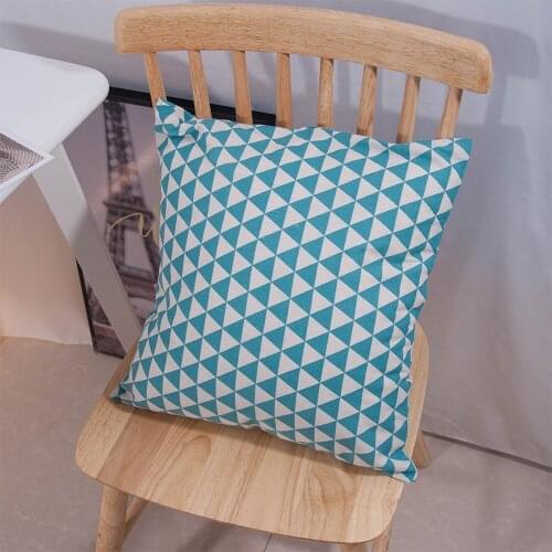 Cute Geometric Printing Pink/Grey/Blue Color 43x43cm Square Cotton PillowCase For Home Decoration