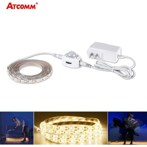 5m PIR Motion Sensor LED Strip Light DC 12V IP65 Waterproof 1m 2m 3m 4m 5m LED Under Cabinet Closet Lamp With Power Adapter