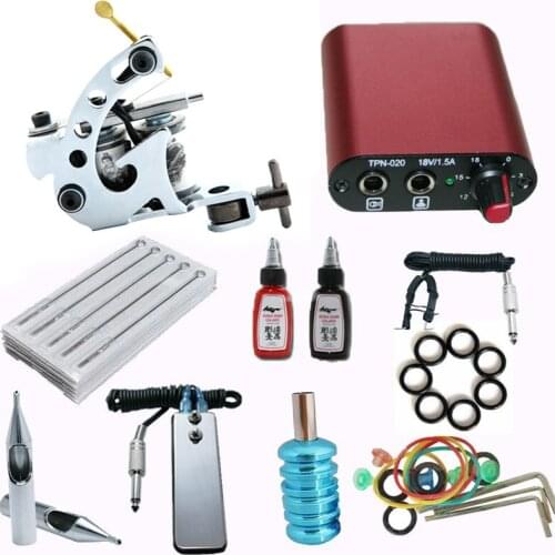 Tattoo Kit Completo Tattoo Machine Set With Power Supply Tattoo Needles For Permanent Body Art Tattoo Accessories Supplies