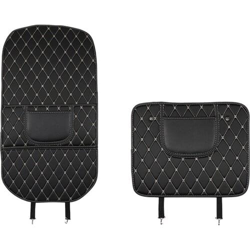 Universal Leather Kick Mat Car Seat Back Protector with Phone Storage Pocket Easily Installation Personal Car Elements