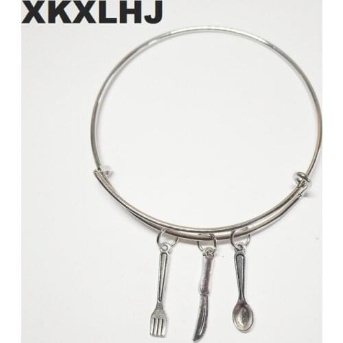 XKXLHJ 2018 New Bracelet Kitchen Supplies Cutlery Fork Spoon And Knife Bracelet Charm Jewelry