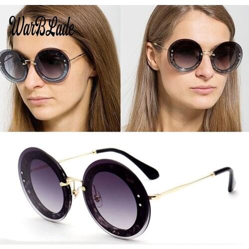 2018 Brand Designer Oversize Sunglasses Women Round Leopard gradient lens big circle clear glasses UV400 Eyewear rimless